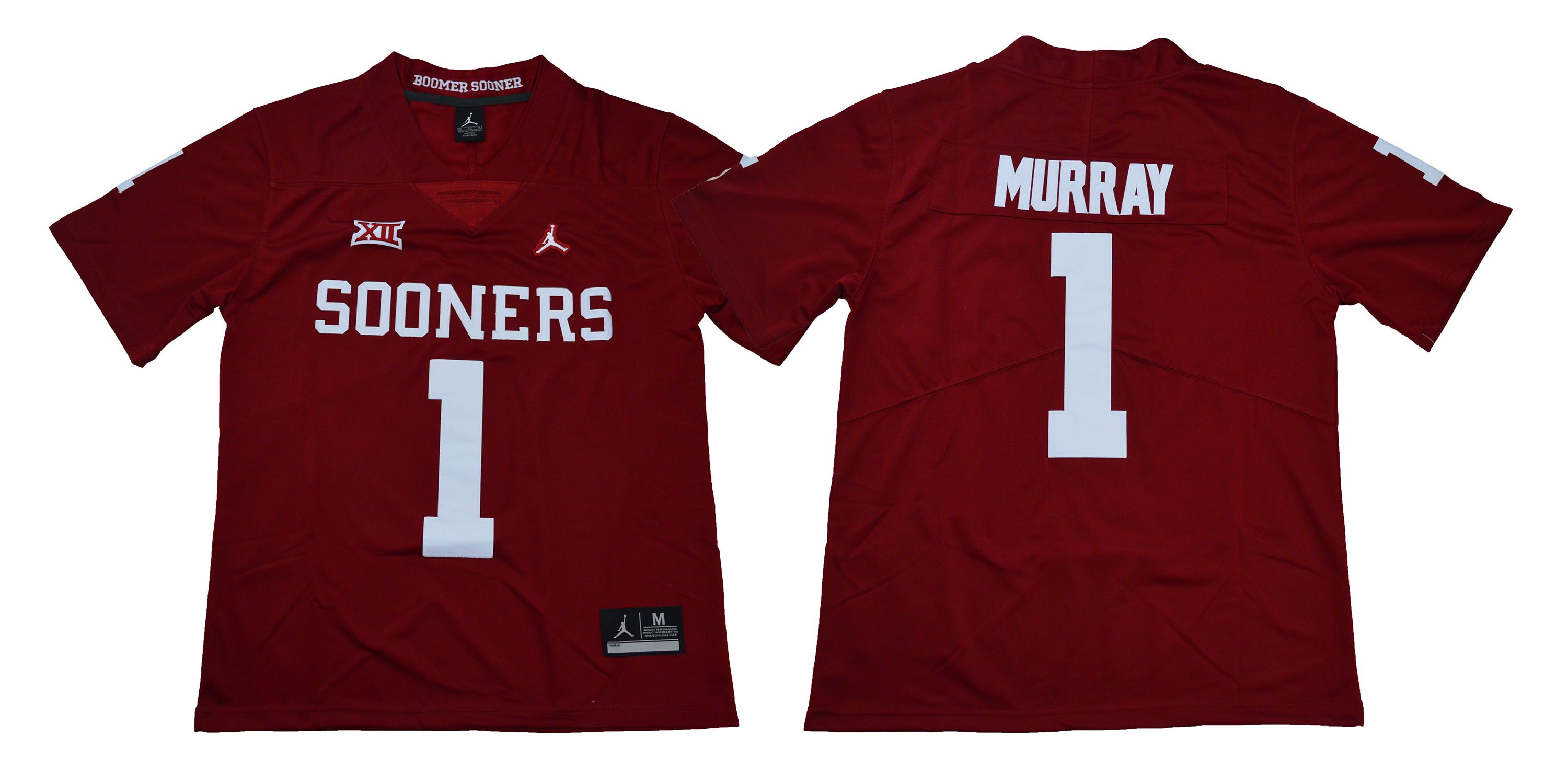 Men Oklahoma Sooners 1 Murray Red NCAA Jerseys